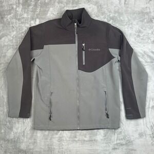 Columbia Jacket Softshell Full Zip Gray Brown Mens Activewear Coat